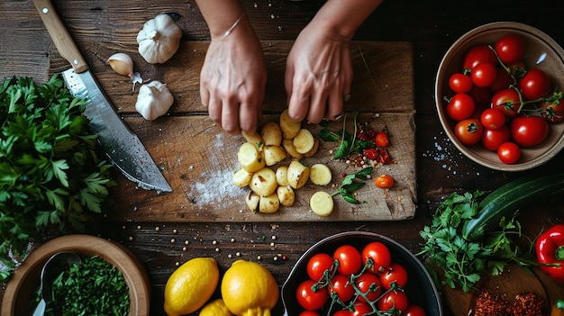 Kucharz przygotowujący składniki